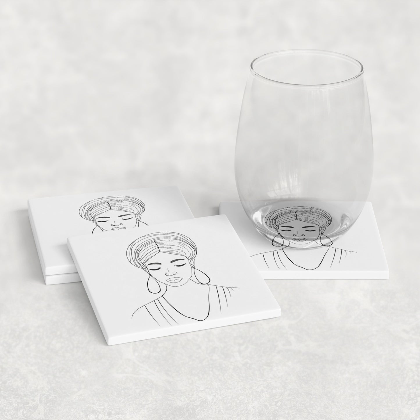 Divine Lines Afro Beauty Coasters