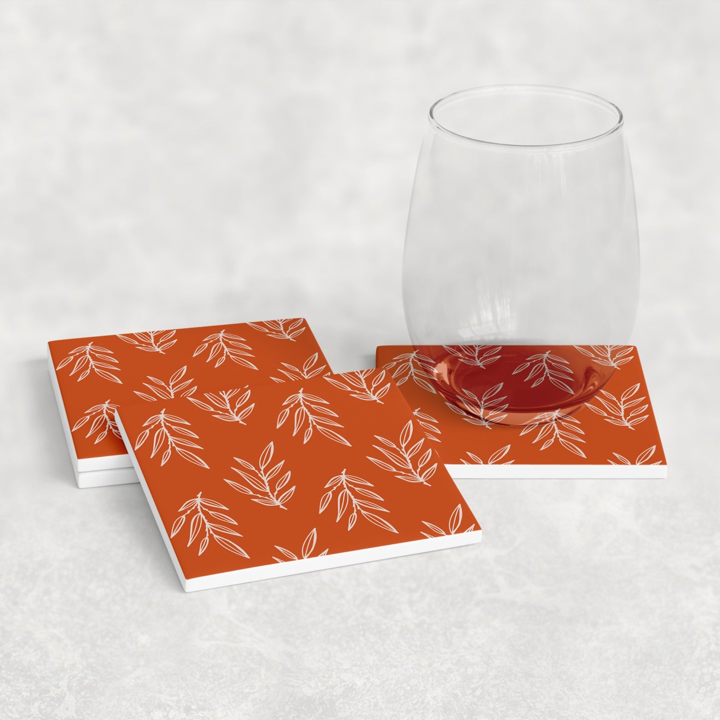 Terracotta Vines Botanical Leaf Coasters