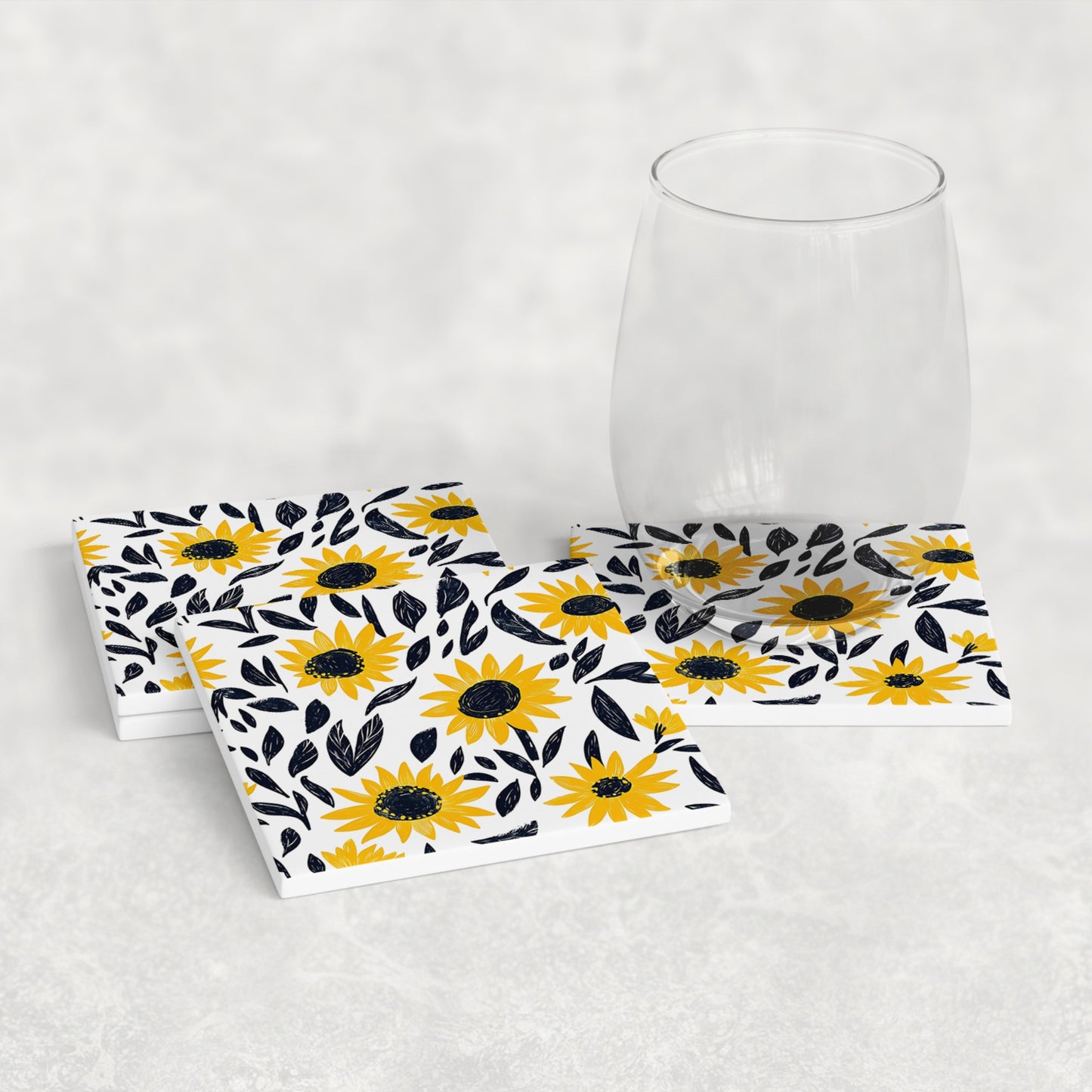 Golden Garden Floral Sunflower Coasters