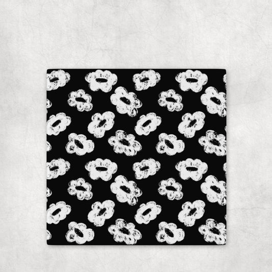Grunge Bloom Black & White Distressed Floral Coasters