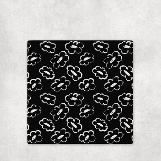 Grunge Bloom Black & White Floral Outline Coasters