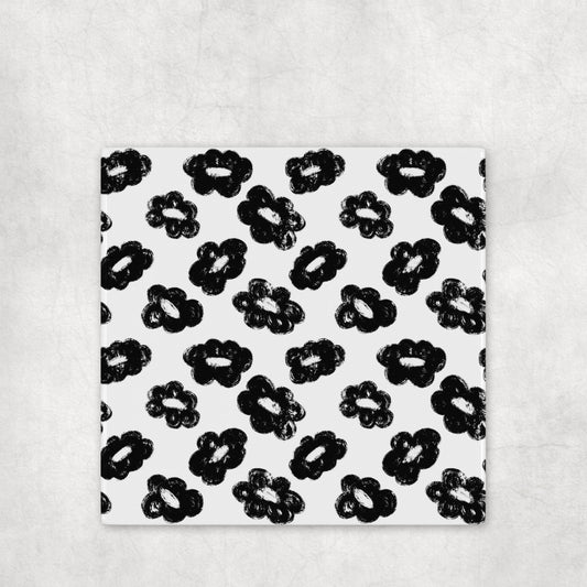 Grunge Bloom White & Black Distressed Floral Coasters