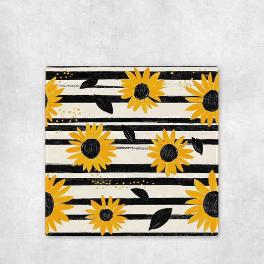 Stripes & Sunflowers Modern Rustic Coasters