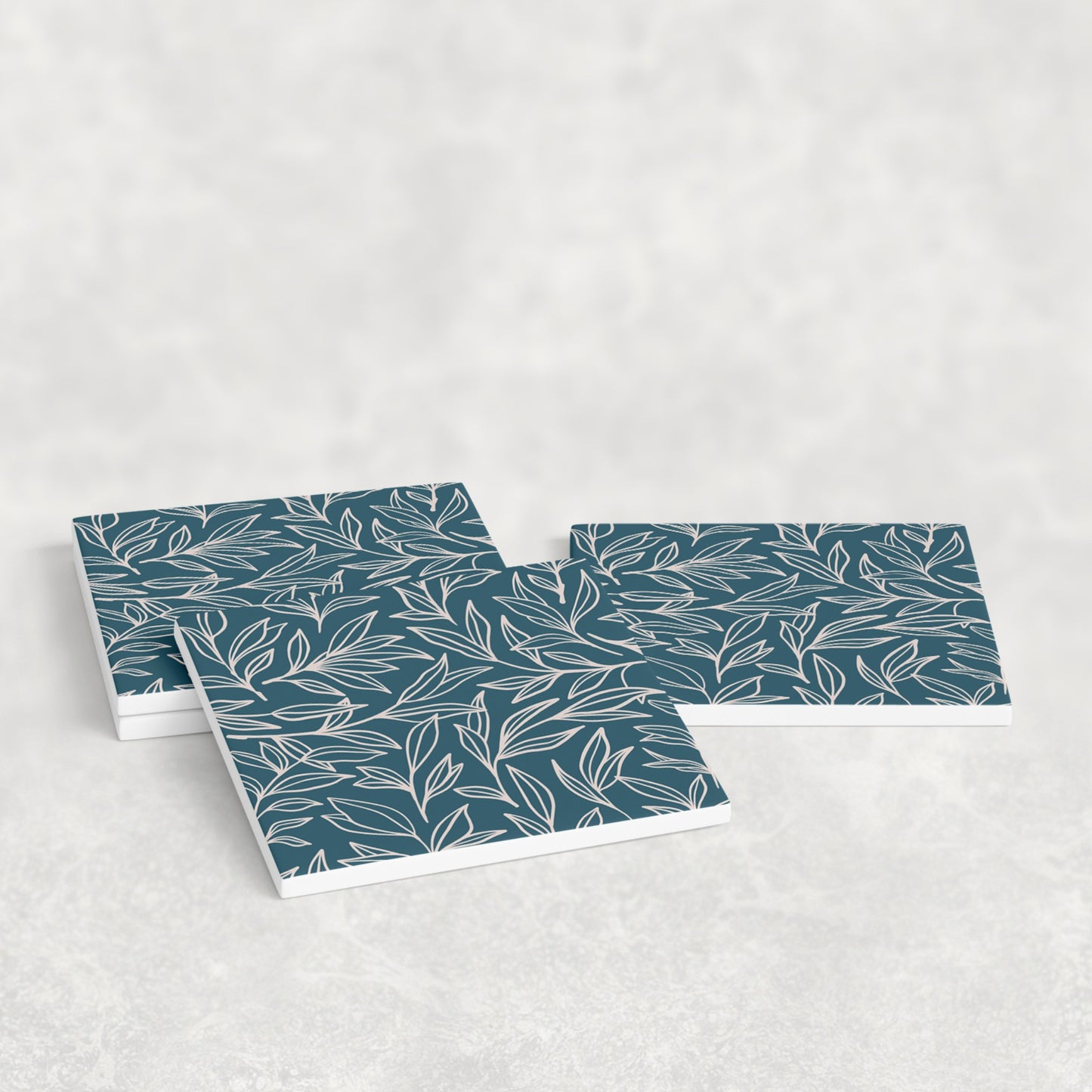 Teal Garden Botanical Leaf Coasters