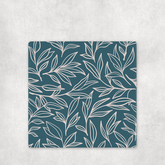 Teal Garden Botanical Leaf Coasters
