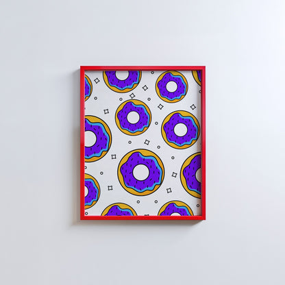 Purple Frosted Donut Pattern Art Print