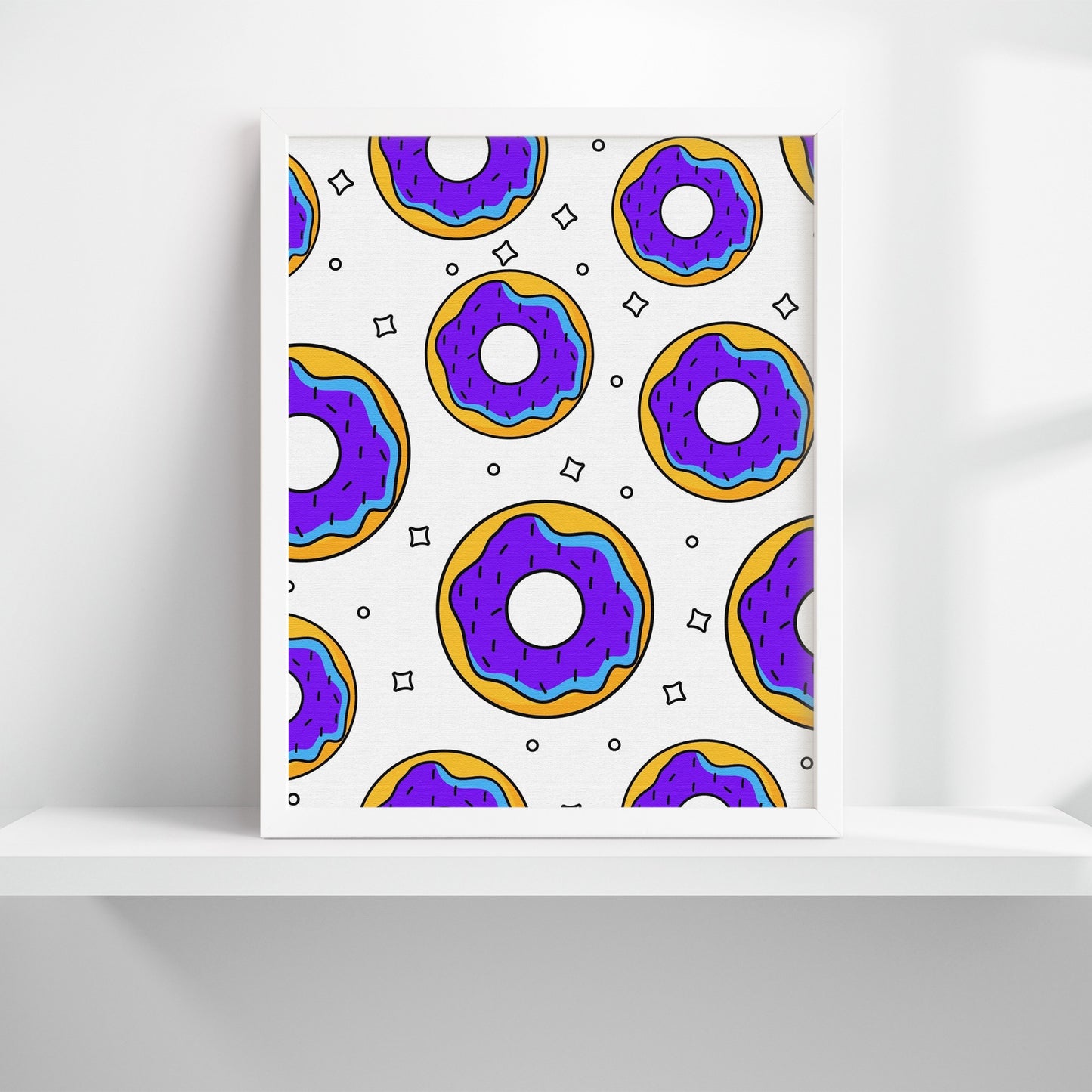Purple Frosted Donut Pattern Art Print