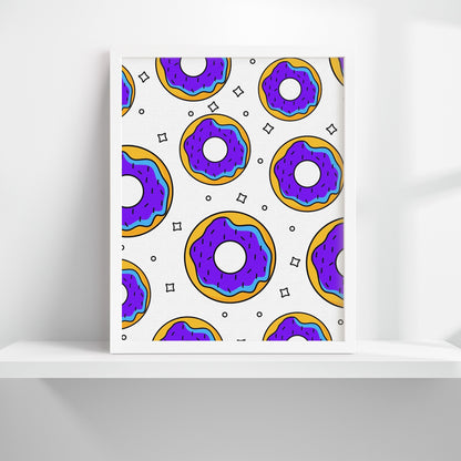 Purple Frosted Donut Pattern Art Print