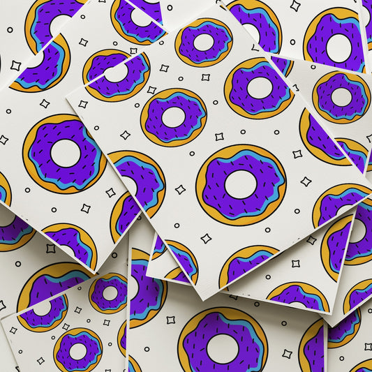 Purple Frosted Donut Pattern Art Print