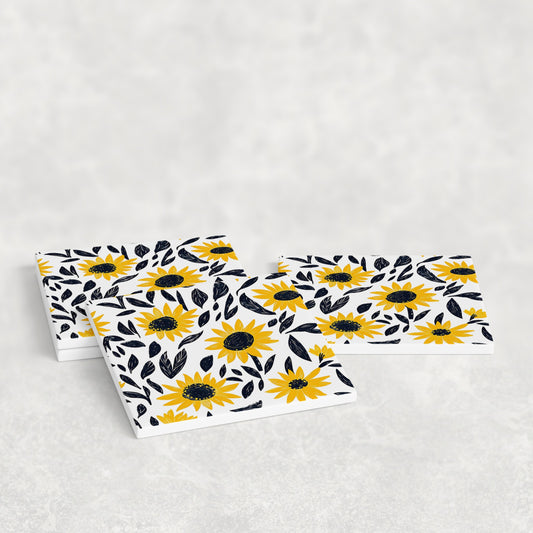 Golden Garden Floral Sunflower Coasters