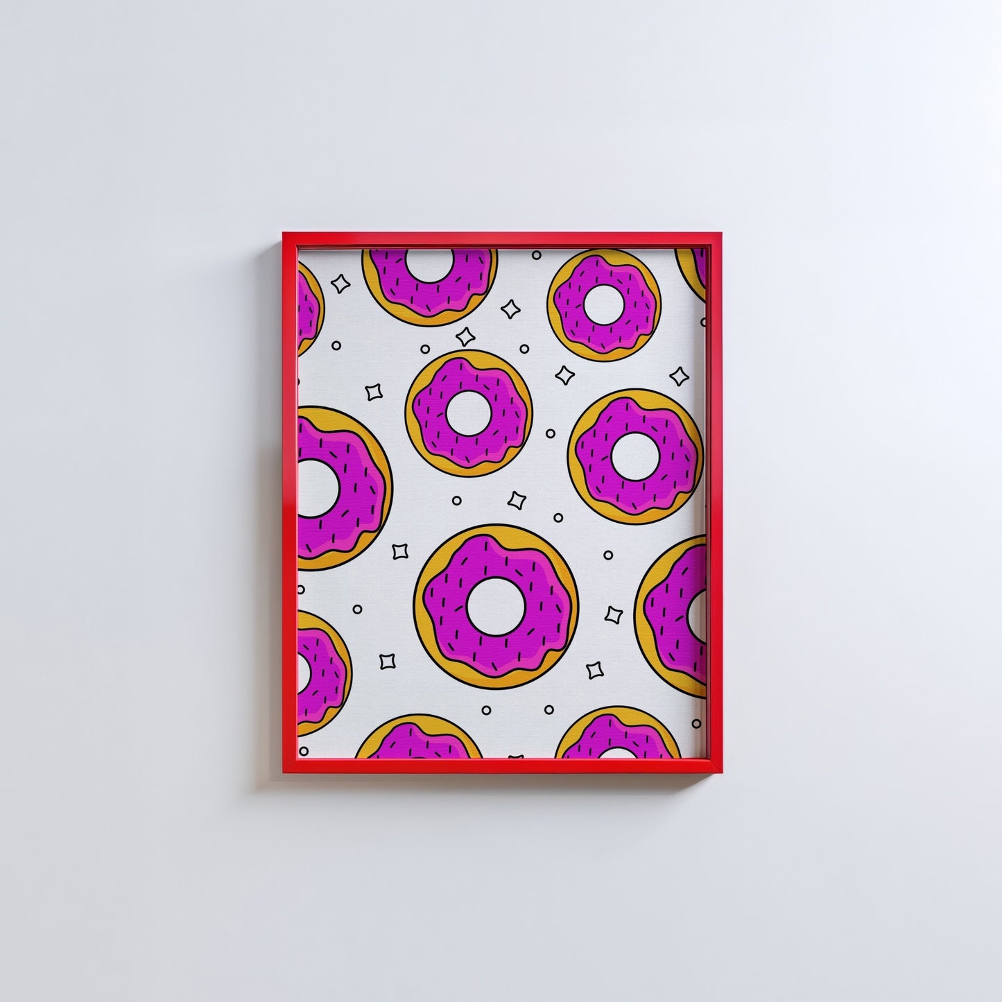 Pink Frosted Donut Pattern Art Print