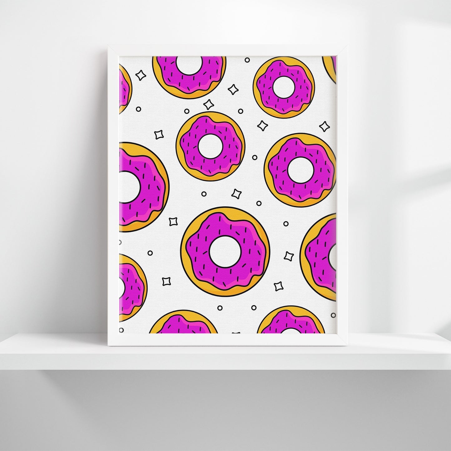 Pink Frosted Donut Pattern Art Print