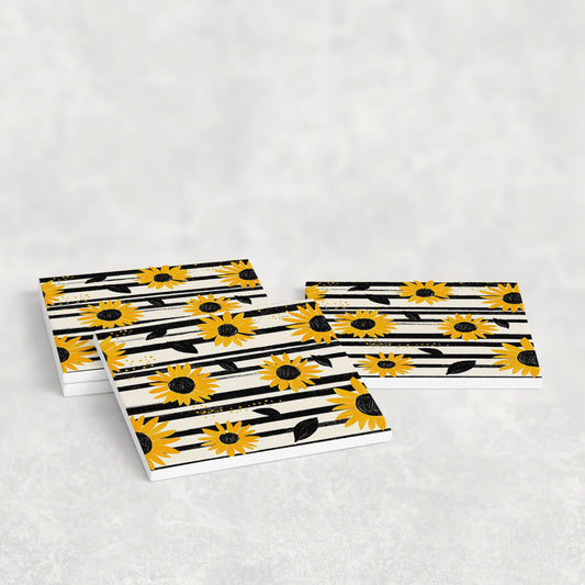 Stripes & Sunflowers Modern Rustic Coasters