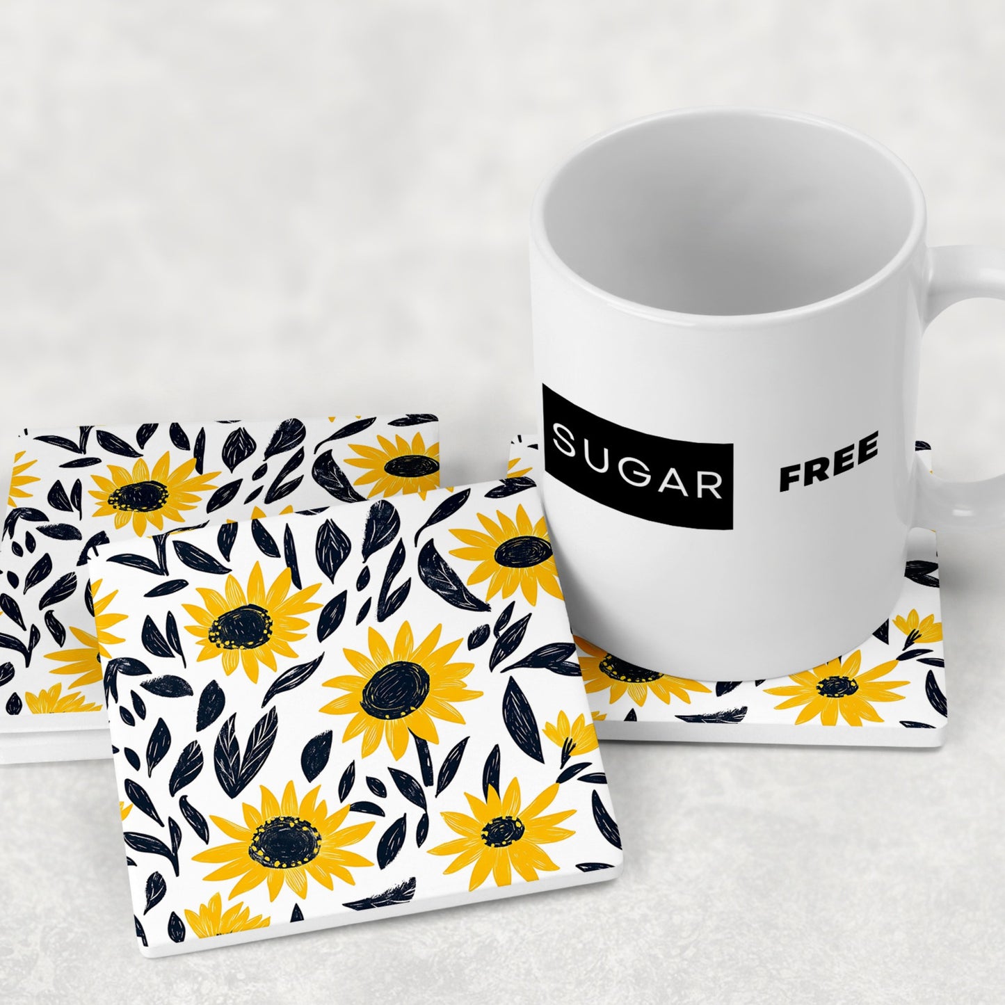 Golden Garden Floral Sunflower Coasters