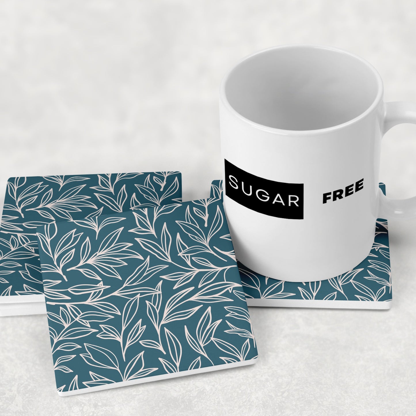 Teal Garden Botanical Leaf Coasters