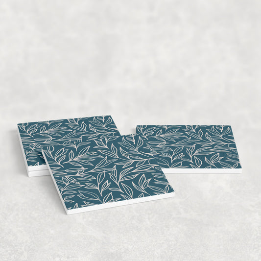 Teal Garden Botanical Leaf Coasters